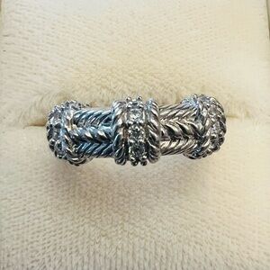 Judith Ripka 925 Sterling Silver CZ Braided Rope Band Ring Size 7 Designer